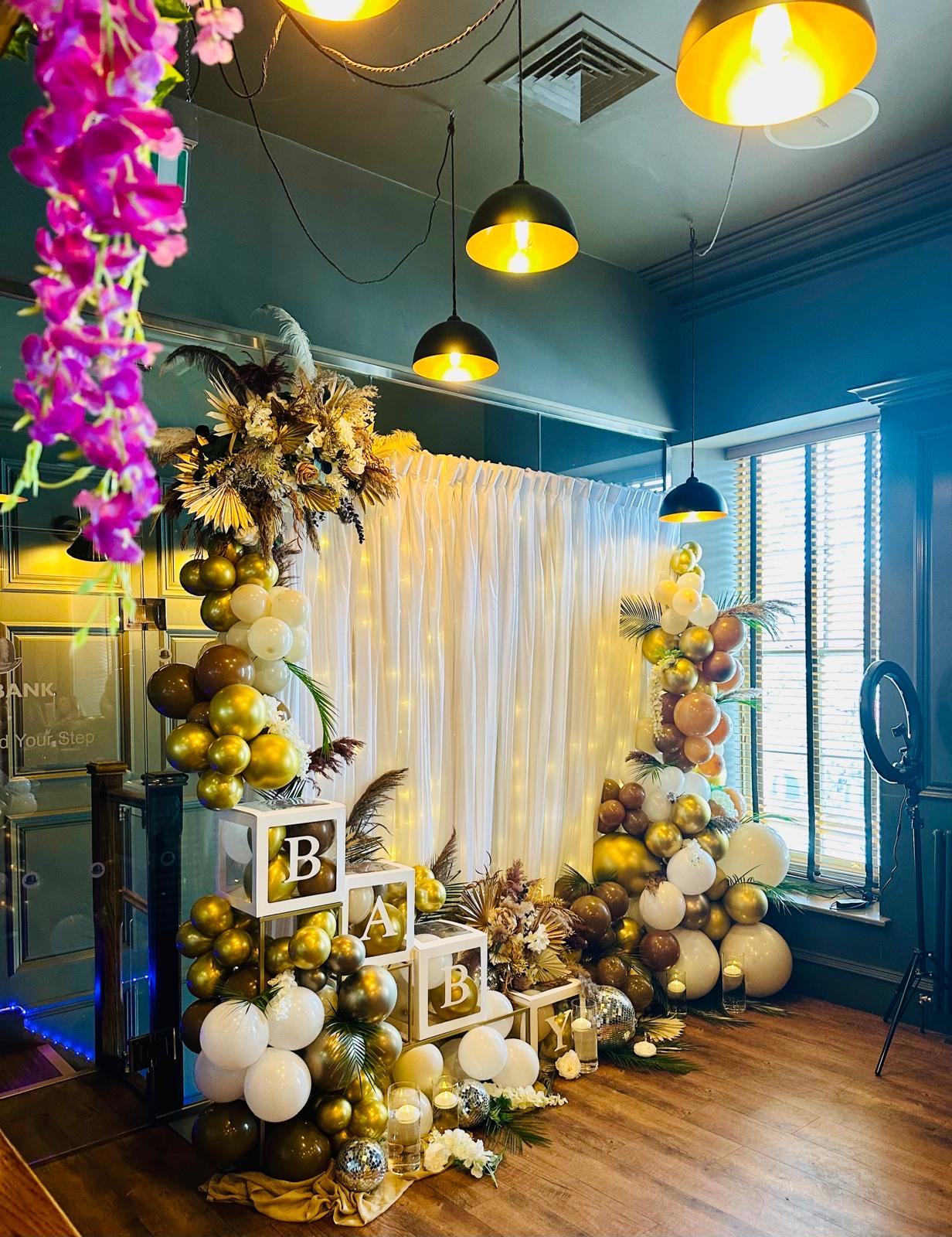 Baby shower celebration setup at The Bank