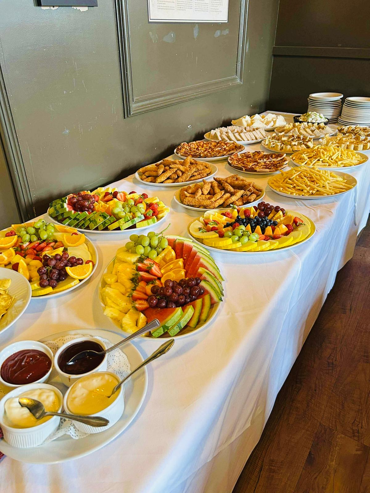 Private hire buffet spread at The Bank
